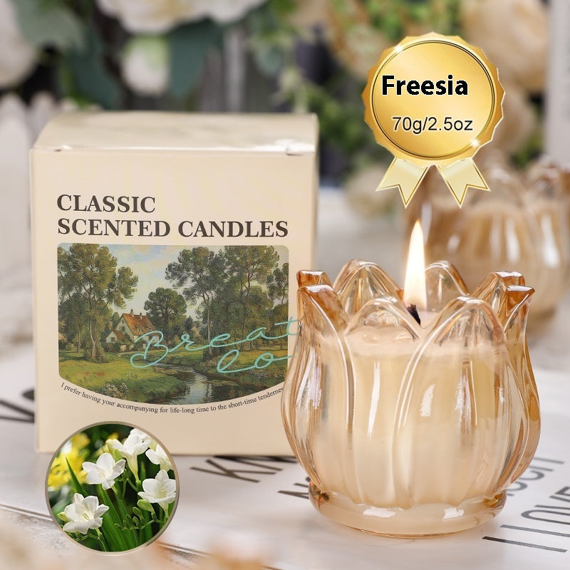 French Tulip Glass Natural Organic Oil Soy Wax