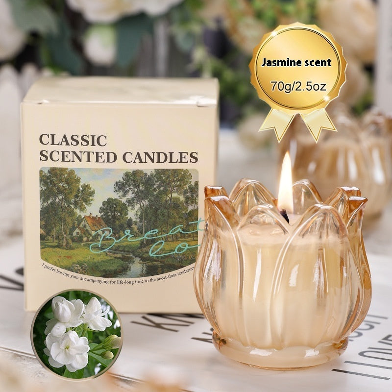 French Tulip Glass Natural Organic Oil Soy Wax