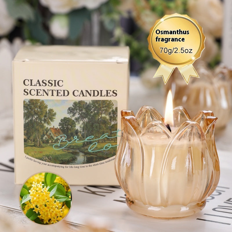 French Tulip Glass Natural Organic Oil Soy Wax