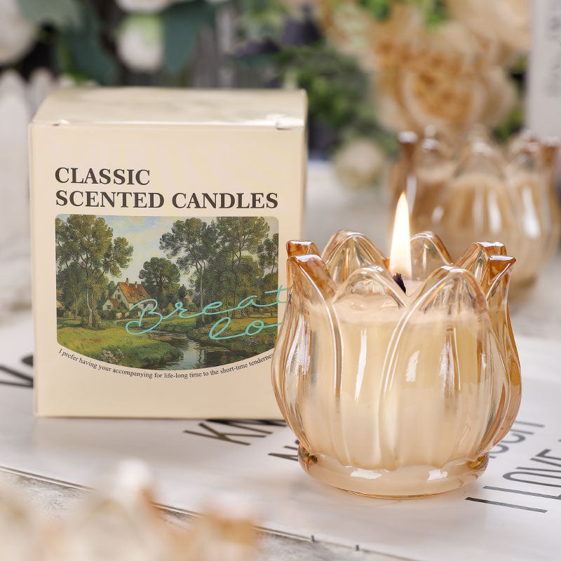 French Tulip Glass Natural Organic Oil Soy Wax