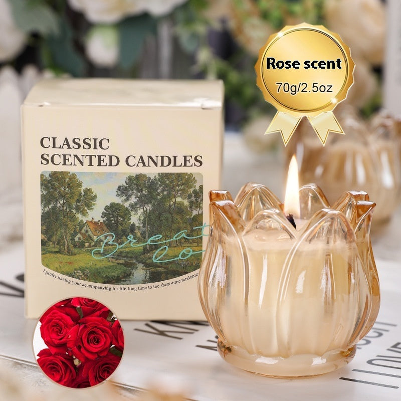 French Tulip Glass Natural Organic Oil Soy Wax