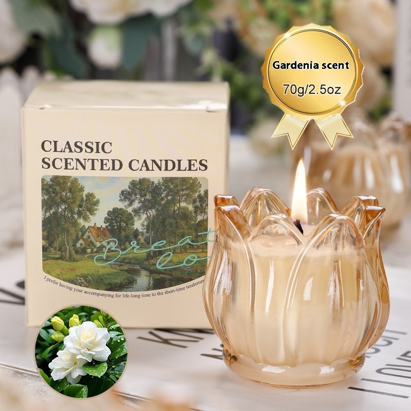 French Tulip Glass Natural Organic Oil Soy Wax