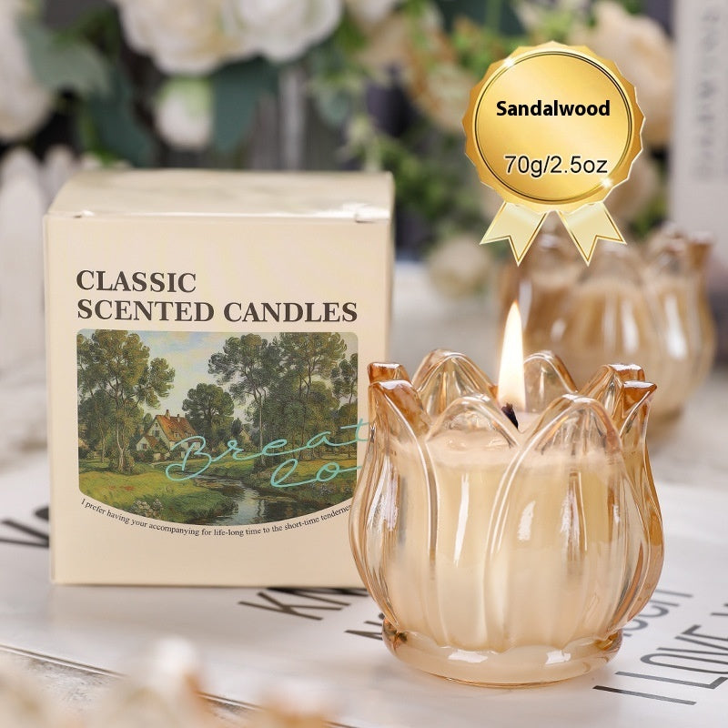 French Tulip Glass Natural Organic Oil Soy Wax