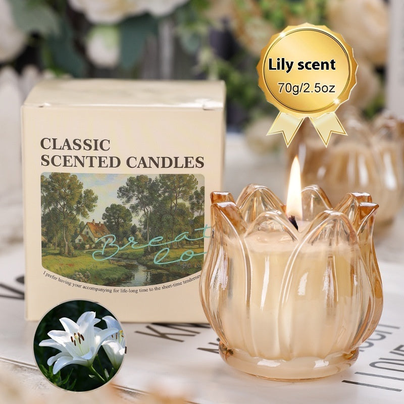 French Tulip Glass Natural Organic Oil Soy Wax