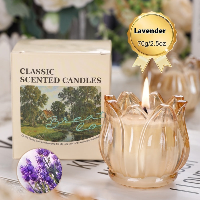 French Tulip Glass Natural Organic Oil Soy Wax