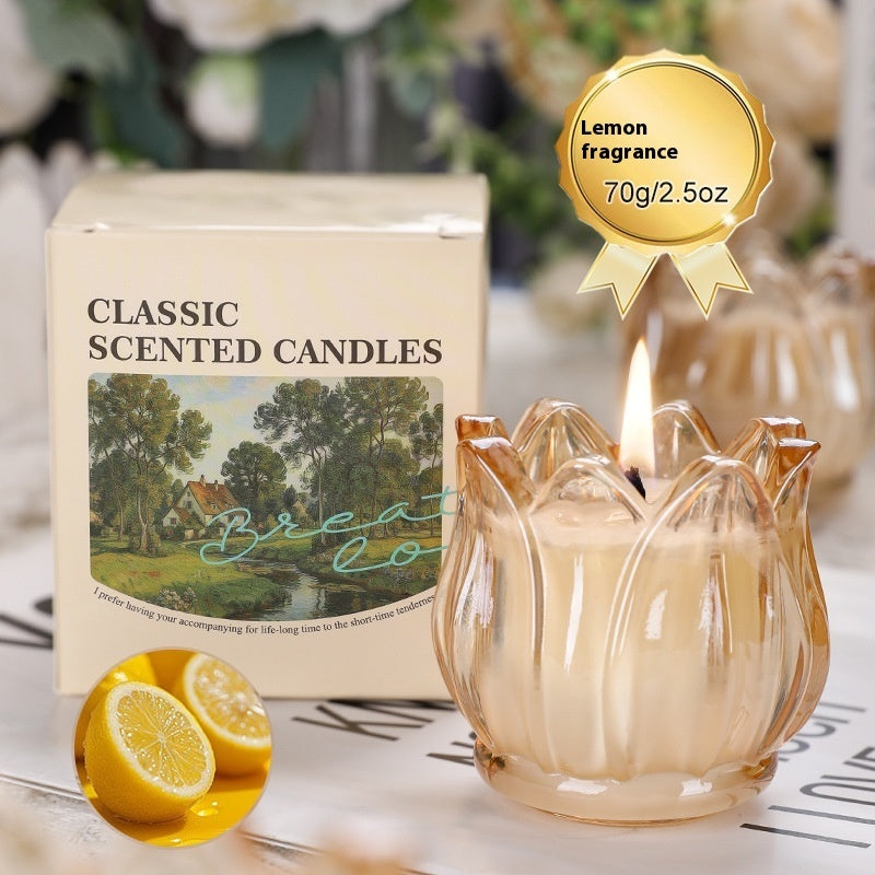 French Tulip Glass Natural Organic Oil Soy Wax